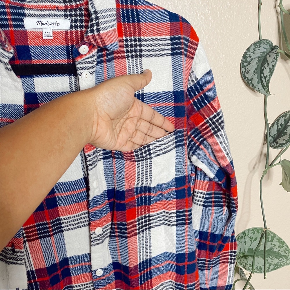 Madewell Red Plaid Flannel Long Sleeve - Picture 4 of 7